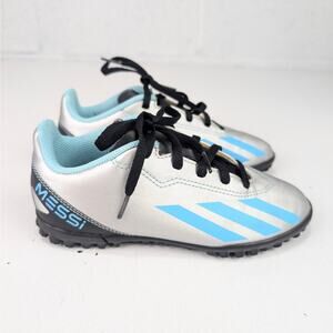 Adidas X Crazyfast Messi 4 Indoor Soccer Turf Sneakers - Youth Blue/Black/Silver